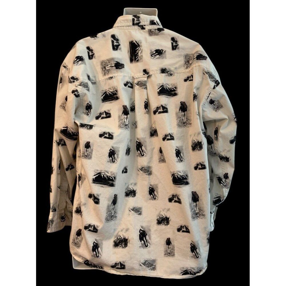 Ralph Lauren Mens Large Mountaineering Hiking Mountain Print Button Shirt Vtg - Picture 2 of 5